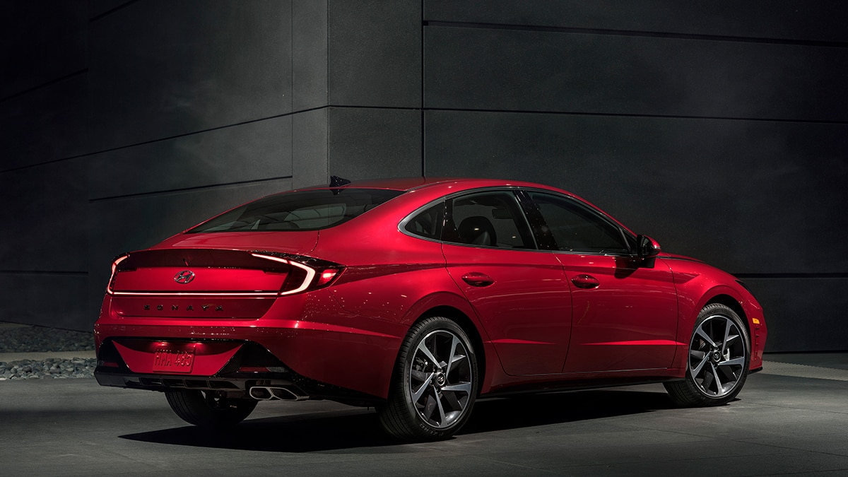 2023 Hyundai Sonata rear right in red