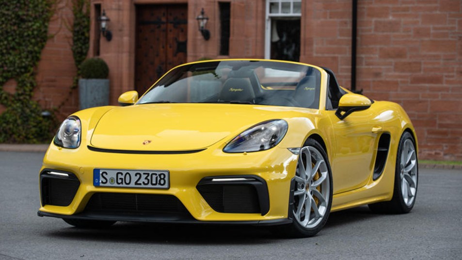 2023 Porsche 718 Boxster Spyder front left in yellow