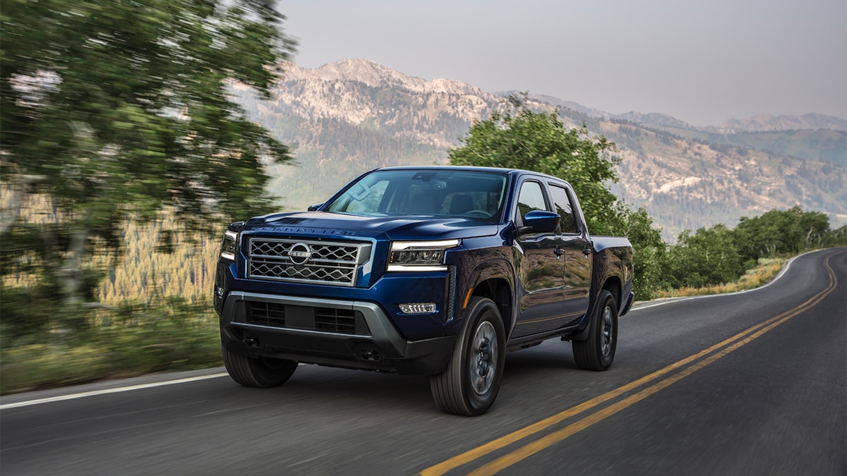 2023 Nissan Frontier SV Crew Cab front left in blue