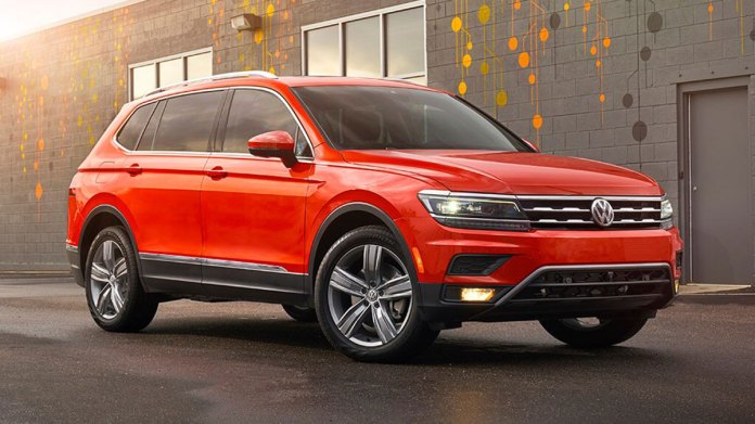 2018 Volkswagen Tiguan in red.