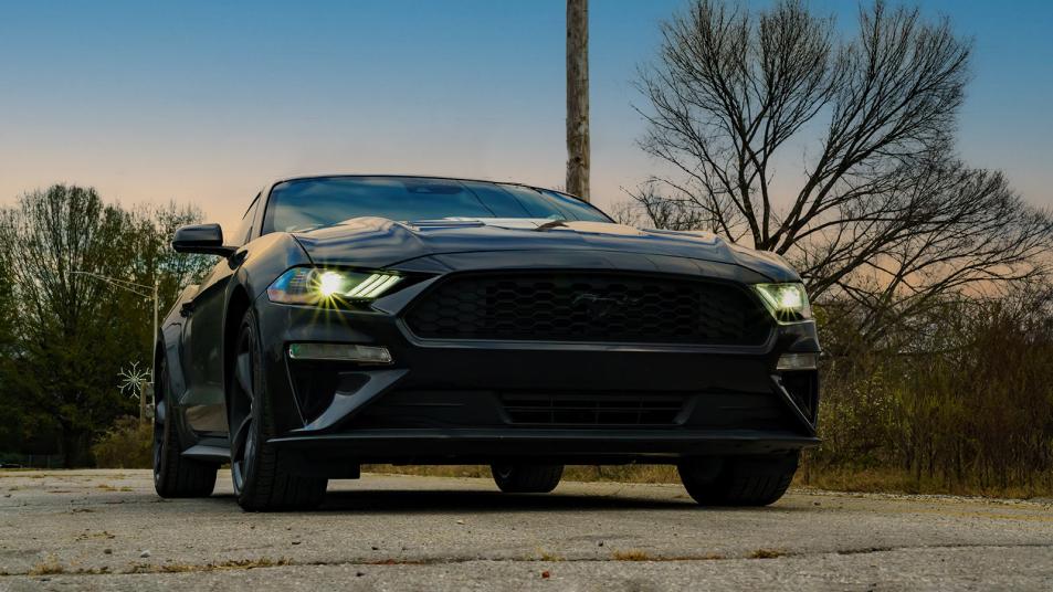 2023 Ford Mustang Eco Boost front right in black