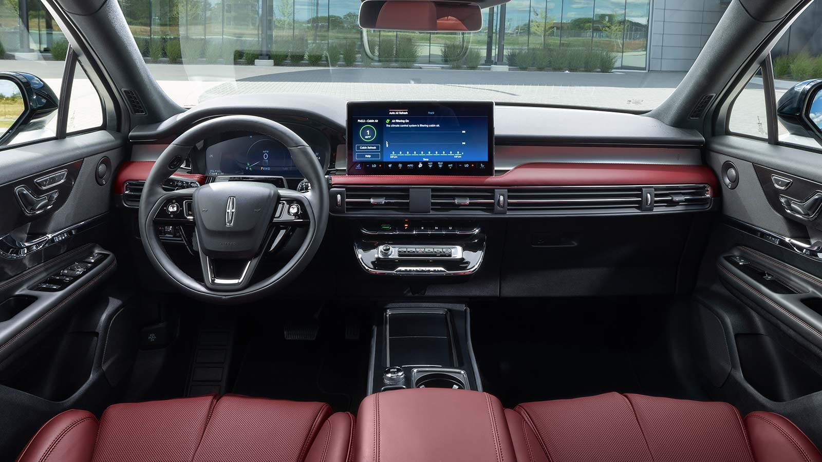 2023 Lincoln Corsair Reserve front cabin in red and black