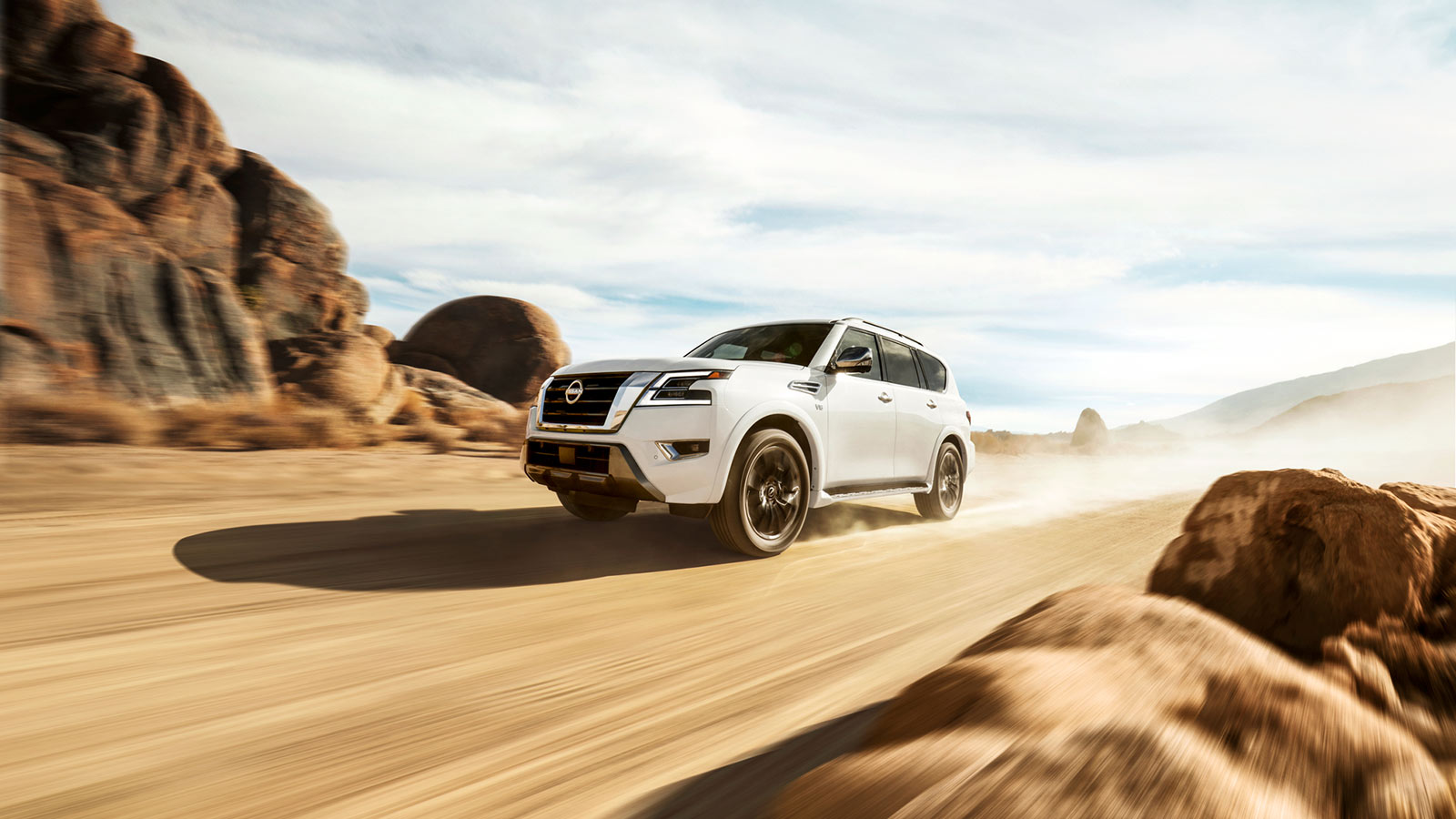 2023 Nissan Armada off-road in white