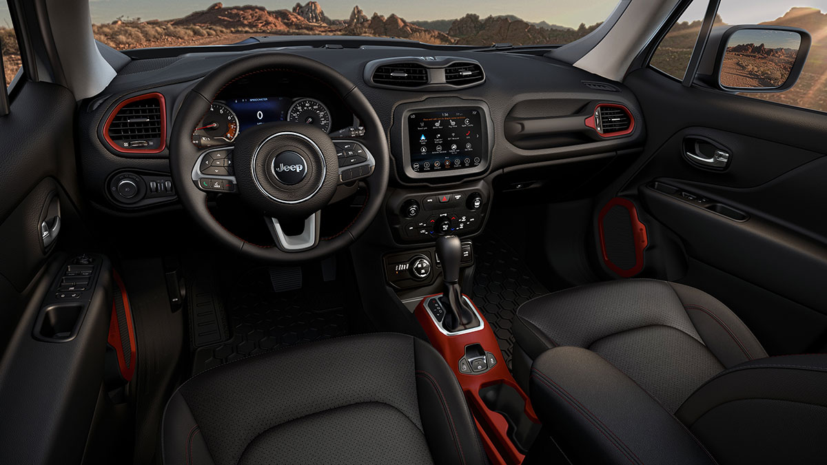 2023 Jeep Renegade Trailhawk interior.