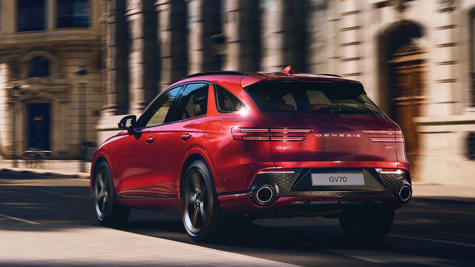 2022 Genesis GV70 rear left in red