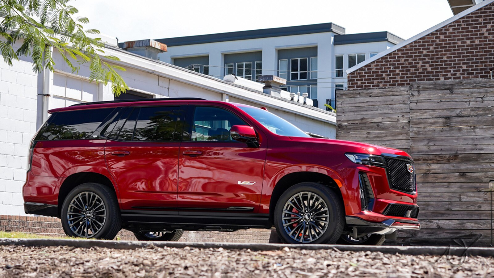 2023 Cadillac Escalade V profile in red