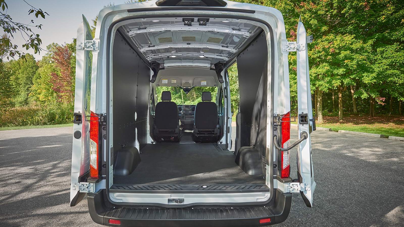 2023 Ford Transit Van rear cargo doors open