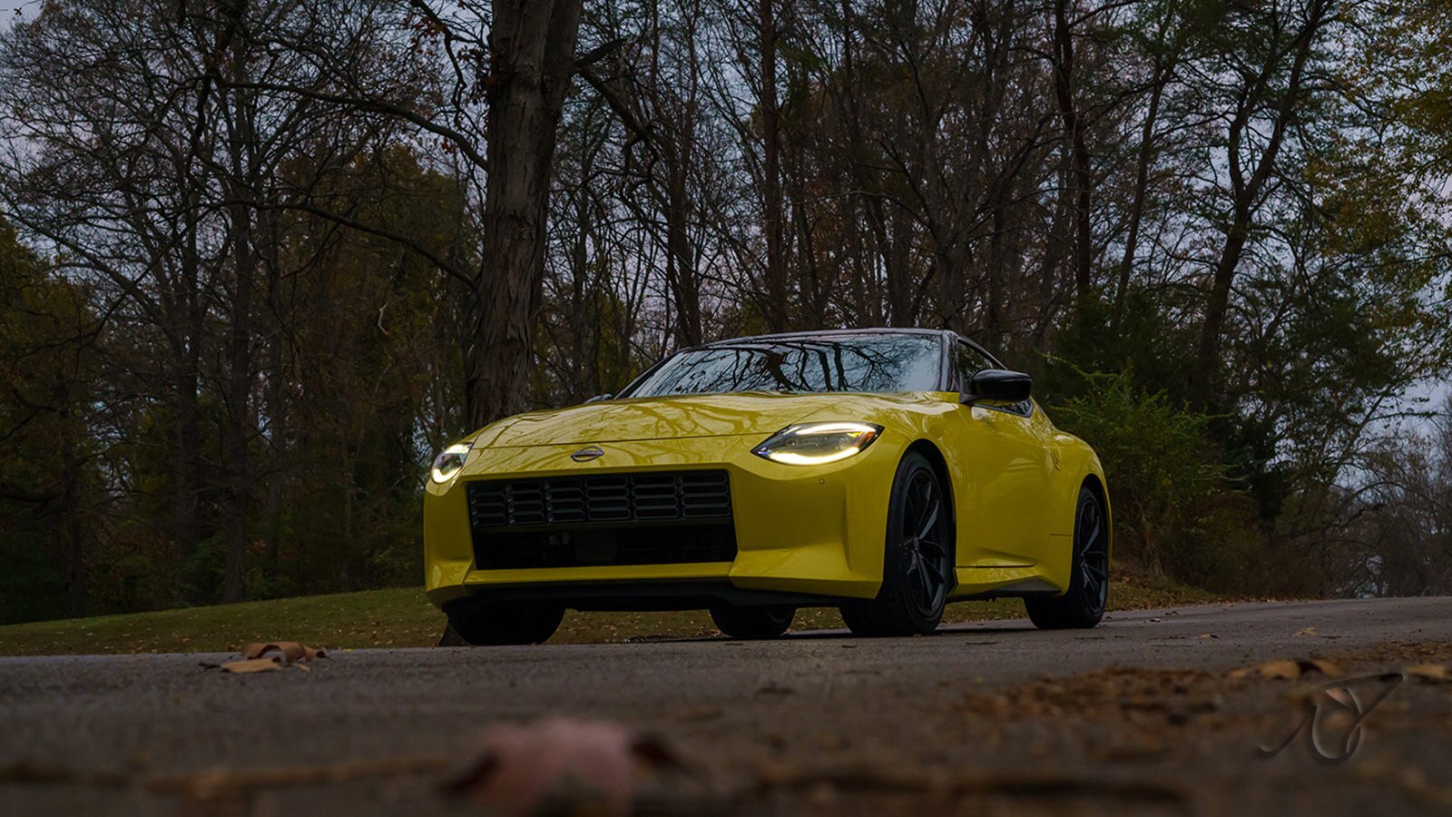 Nissan Z Performance front left at dusk in yellow