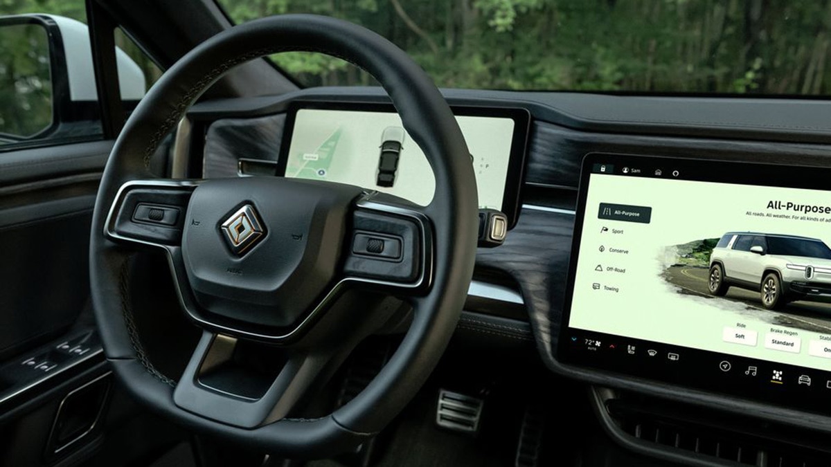 2023 Rivian R1S steering wheel.