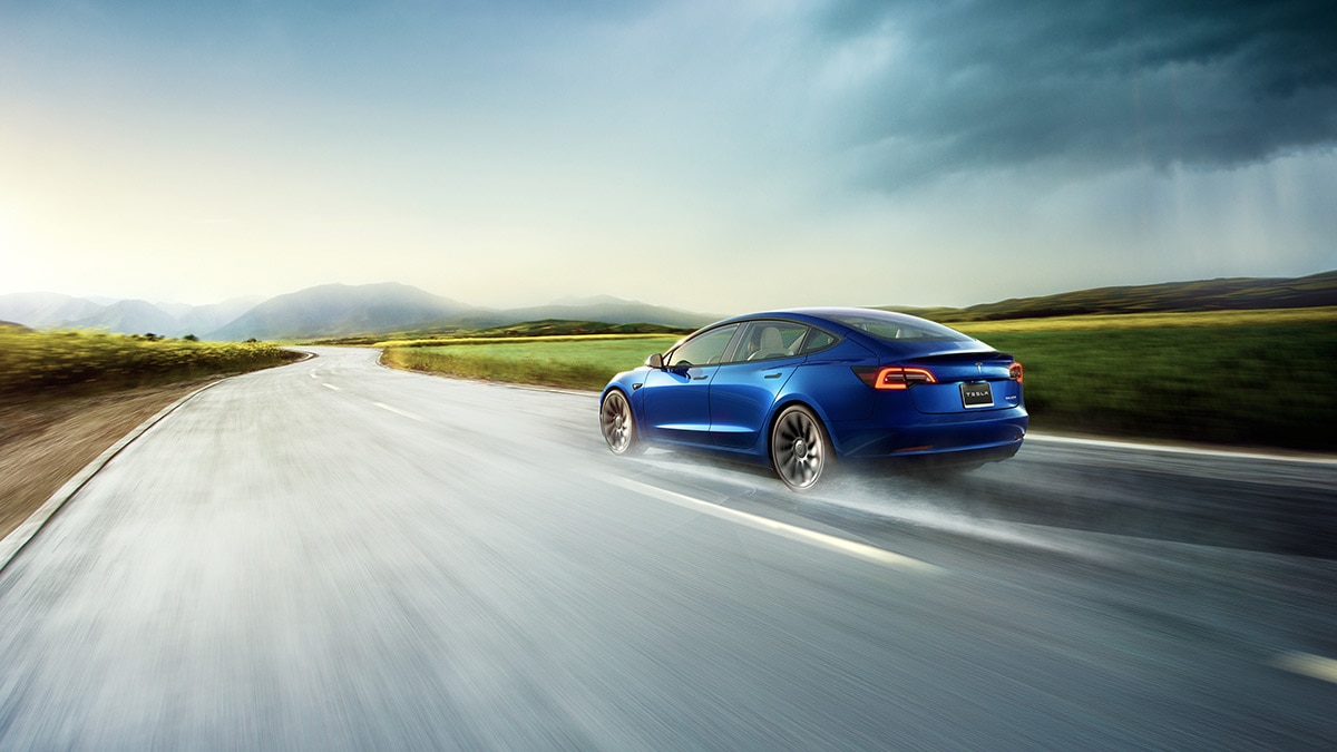 2023 Tesla Model S in blue.