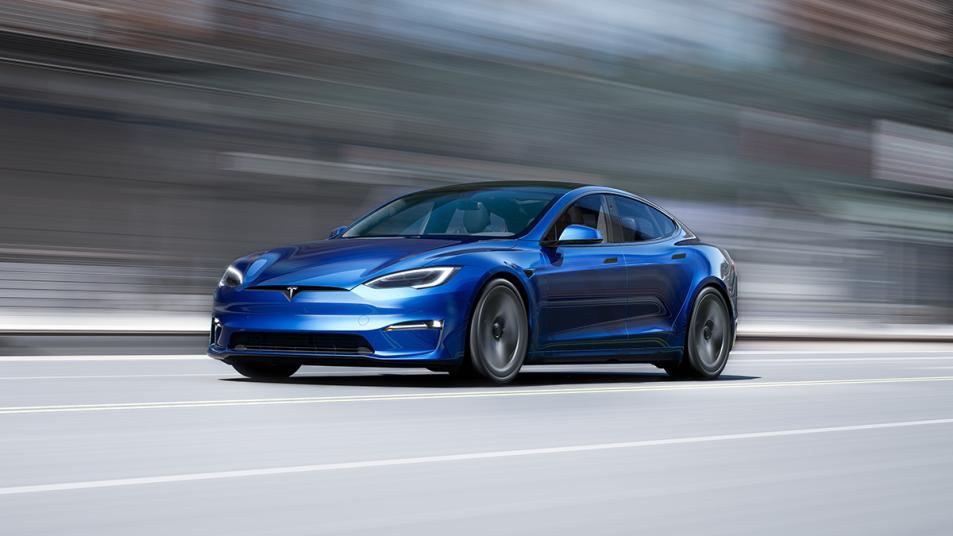 2023 Tesla Model S in blue.