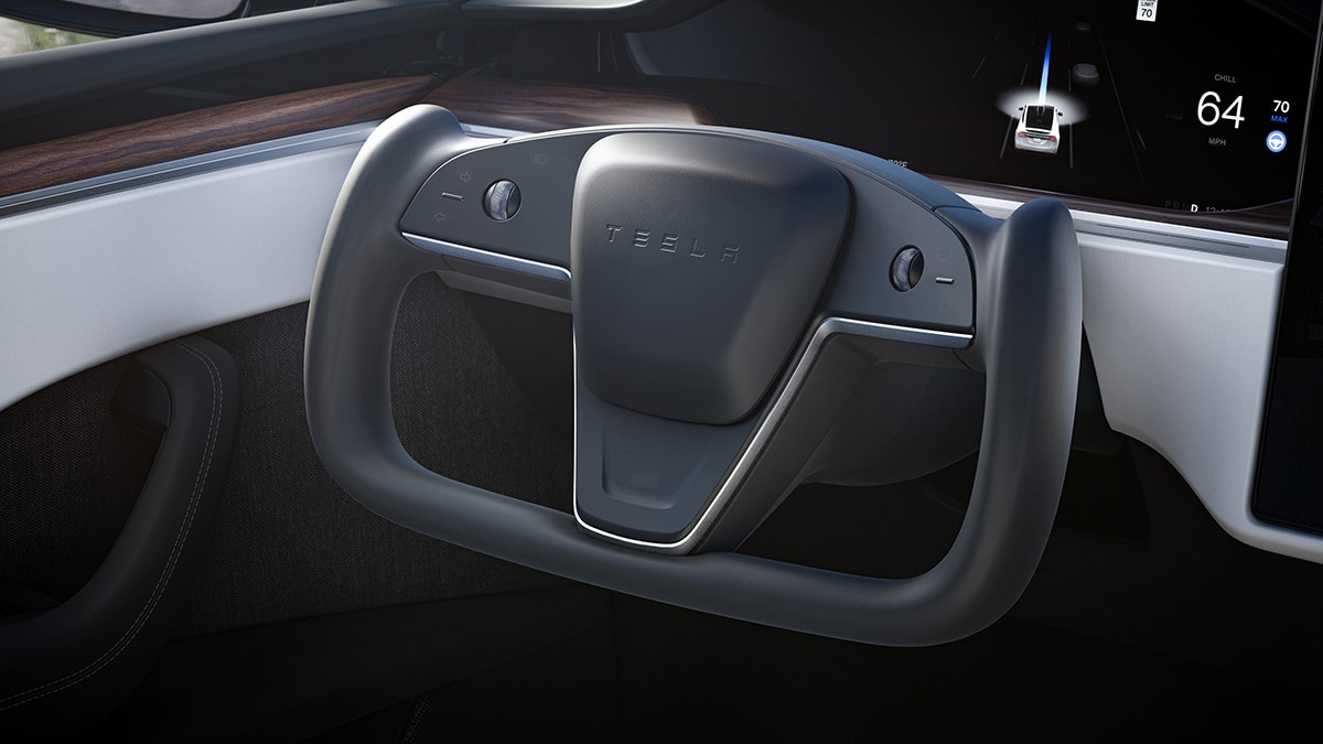 2023 Tesla Model X steering wheel.