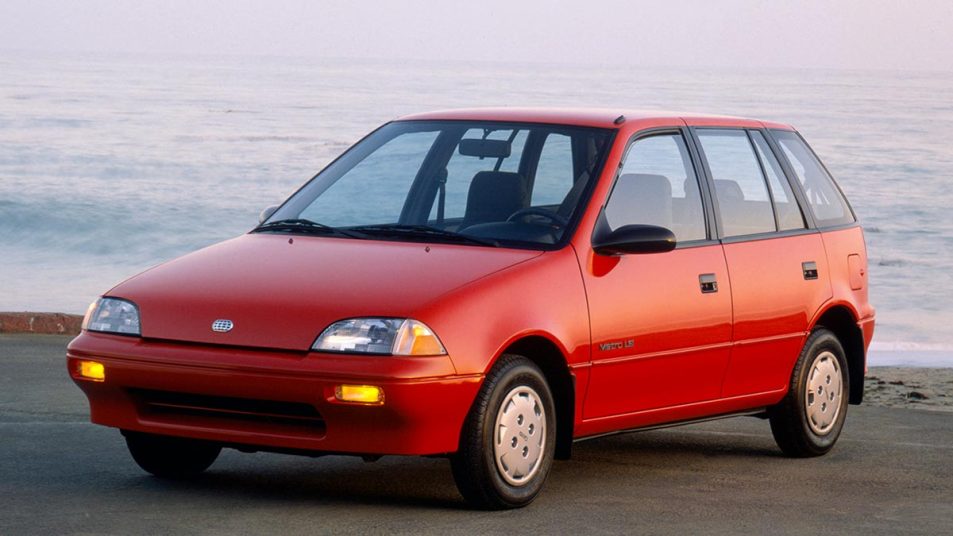 1989 Geo Metro in red