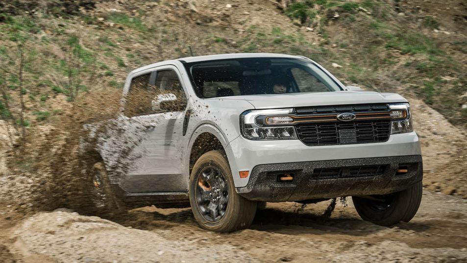 2023 Ford Maverick Tremor in light grey.