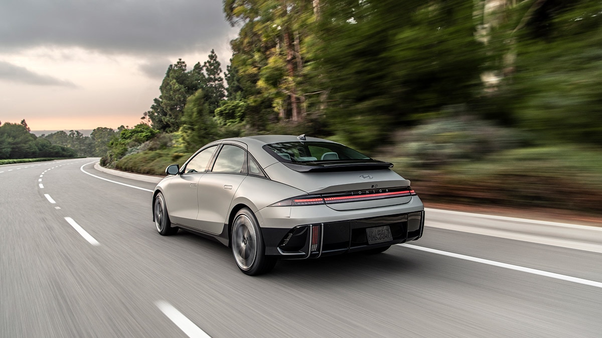 2023 Hyundai Ioniq 6 in silver.