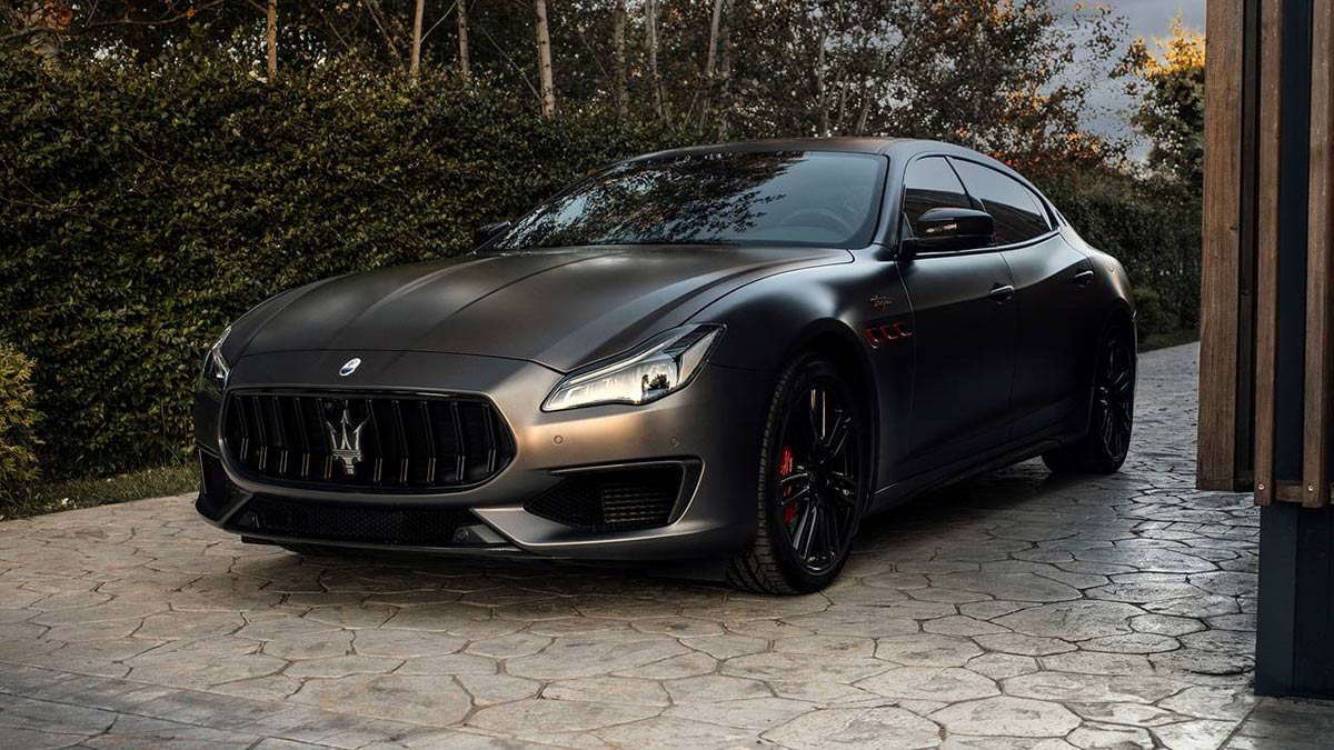 2023 Maserati Quattroporte in dark grey.