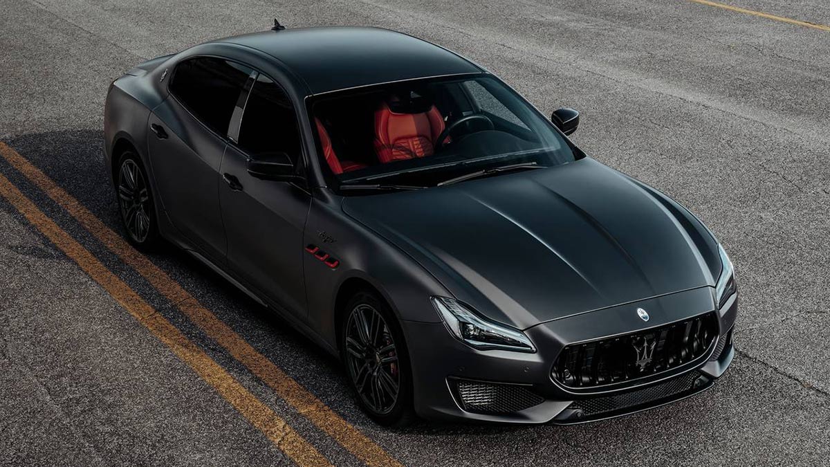 2023 Maserati Quattroporte in dark grey.