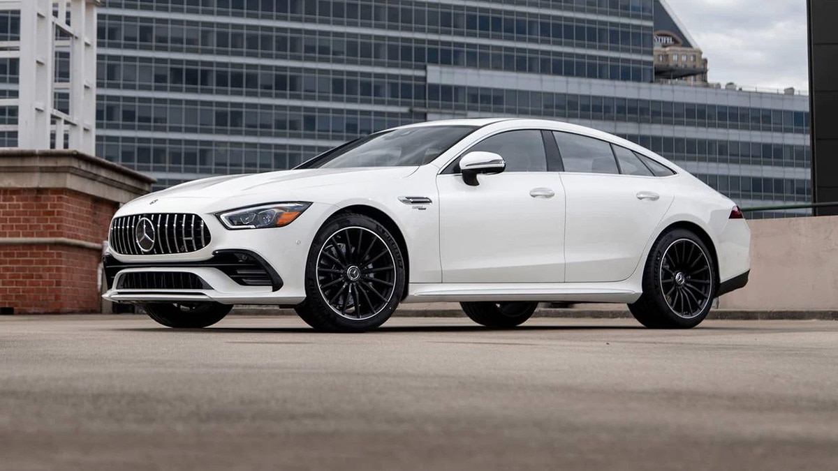 2023 Mercedes-AMG GT 4-door Coupe in white.
