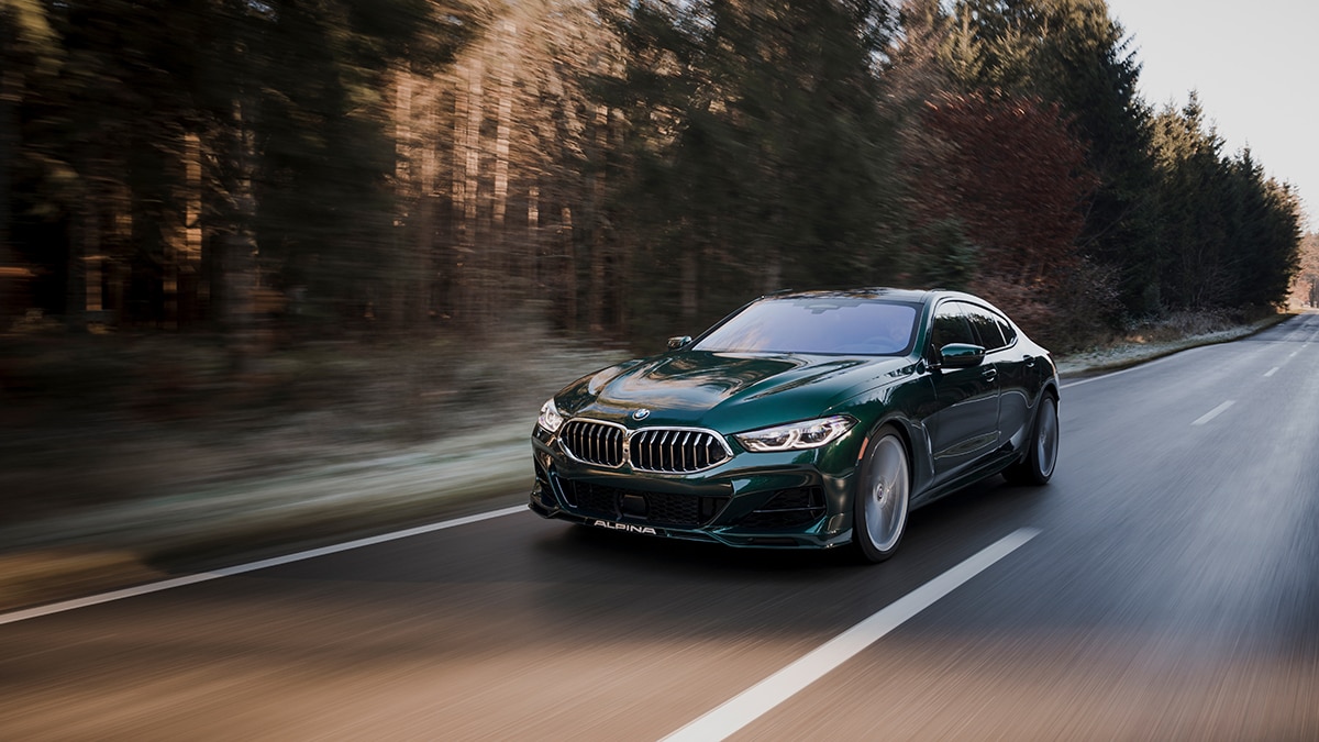 The 2022 BMW ALPINA B8 Gran Coupe in green