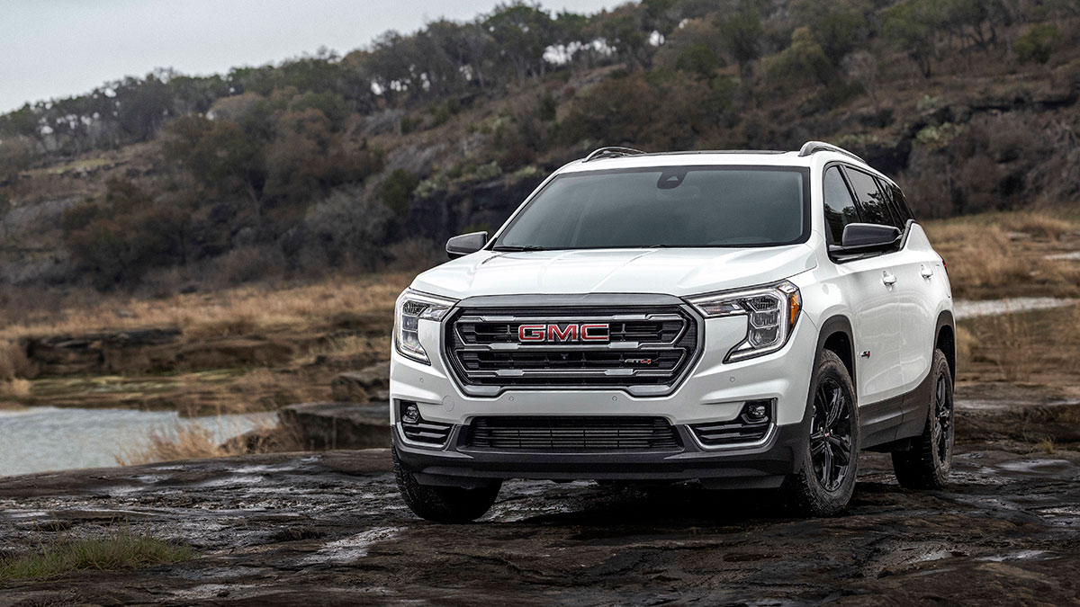 2024 GMC Terrain AT4 in white.