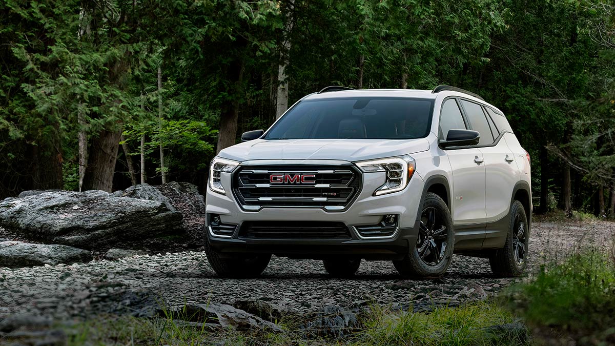 2024 GMC Terrain AT4 in white.