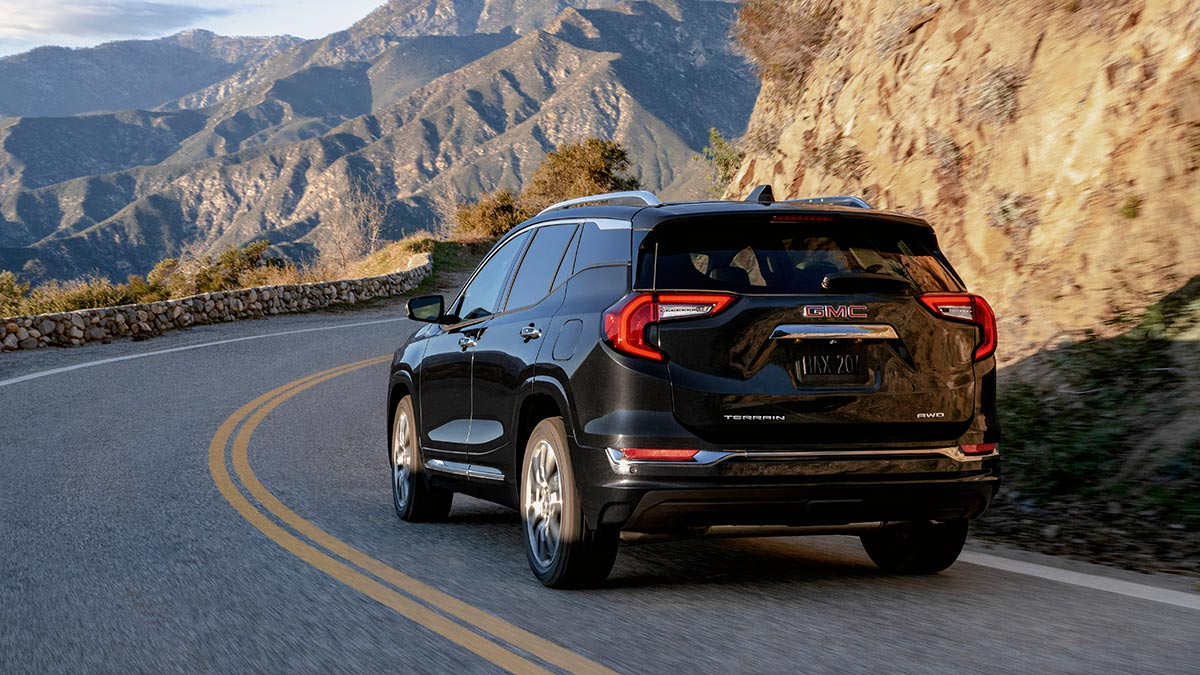 2024 GMC Terrain Denali in black.