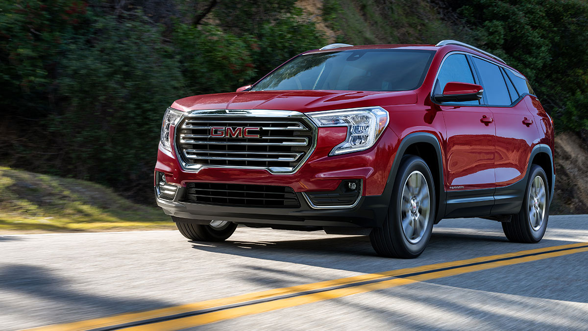 2024 GMC Terrain in red.