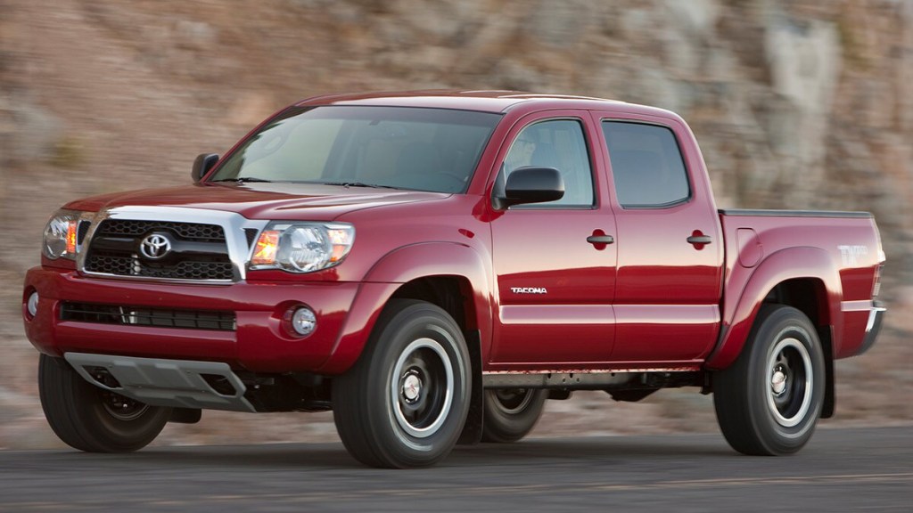 2011 Toyota Tacoma in red.