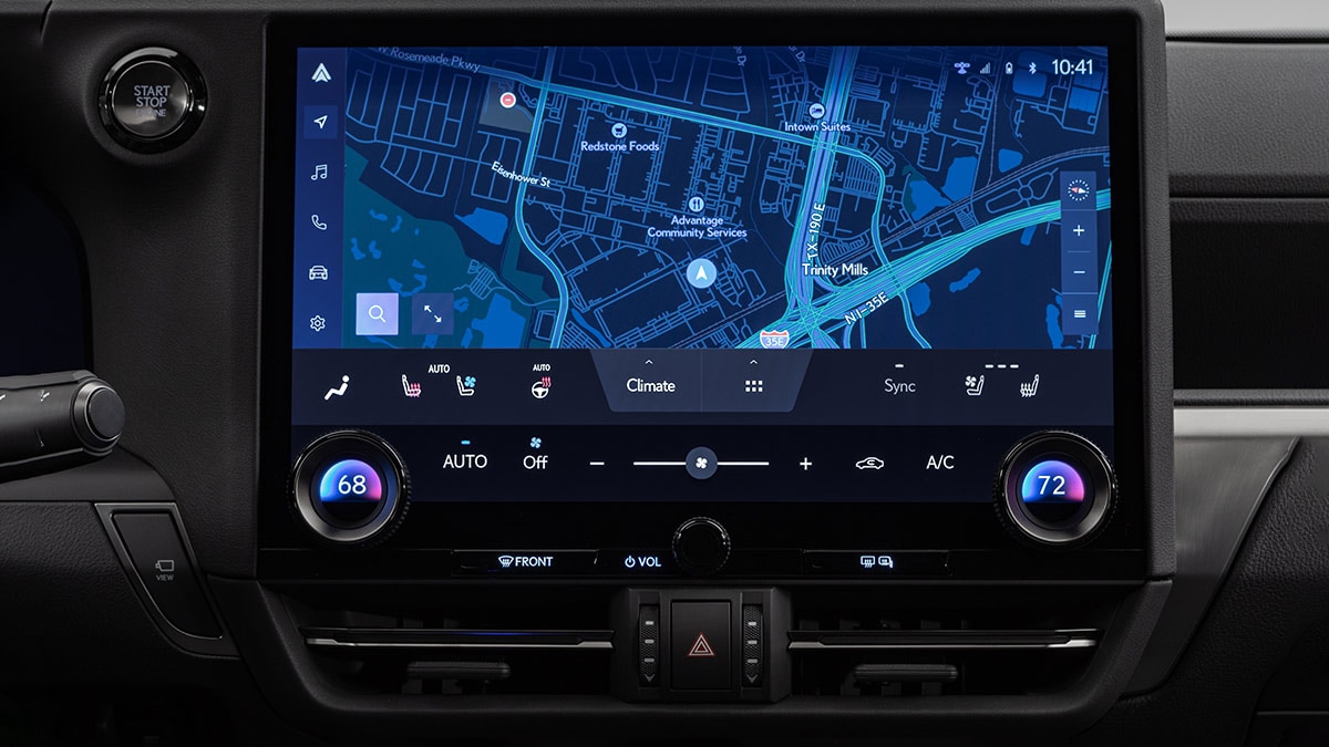 We like the large infotainment screen of the new 2024 Lexus GX, aided by a big volume knob along its bottom edge.