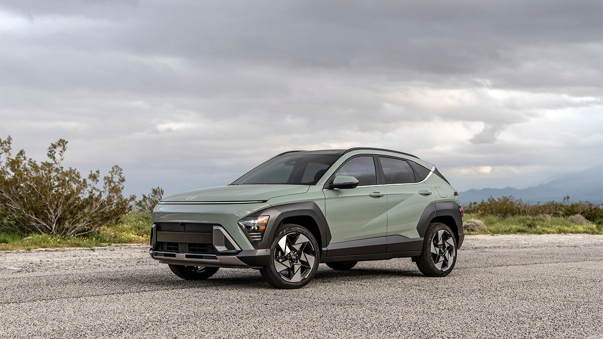2024 Hyundai Kona in olive green.