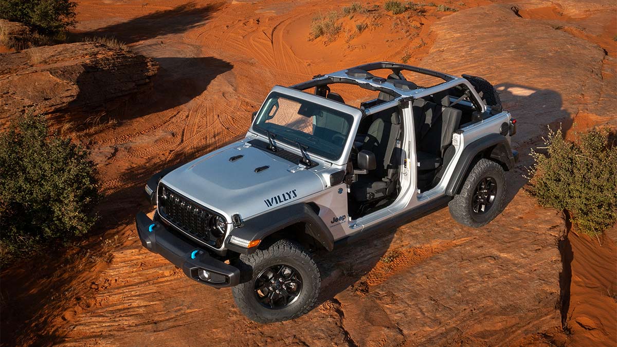 2024 Jeep Wrangler 4xe Willys in grey.
