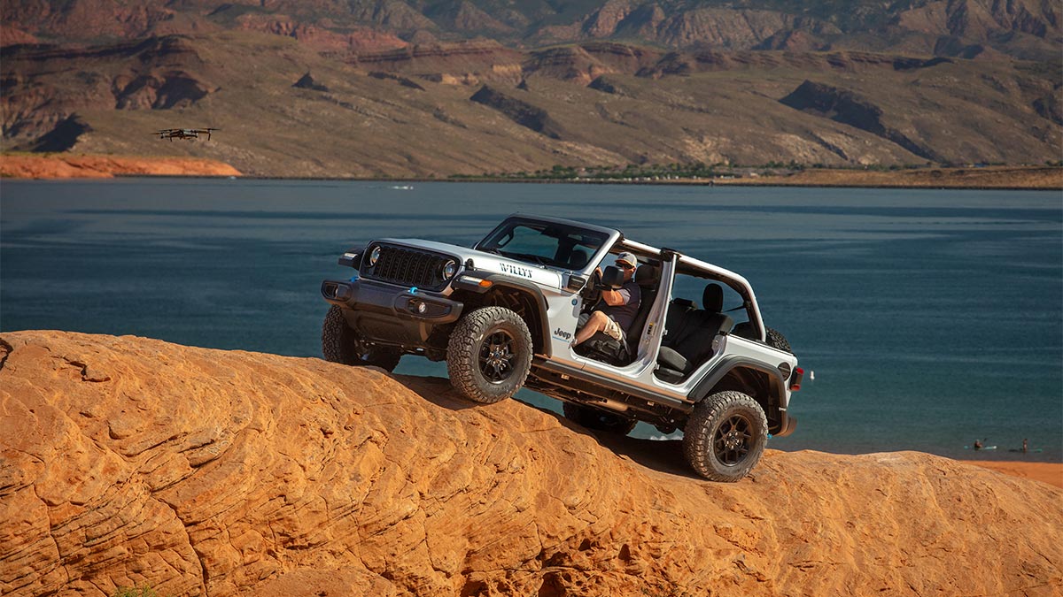 2024 Jeep Wrangler 4xe Willys in grey.