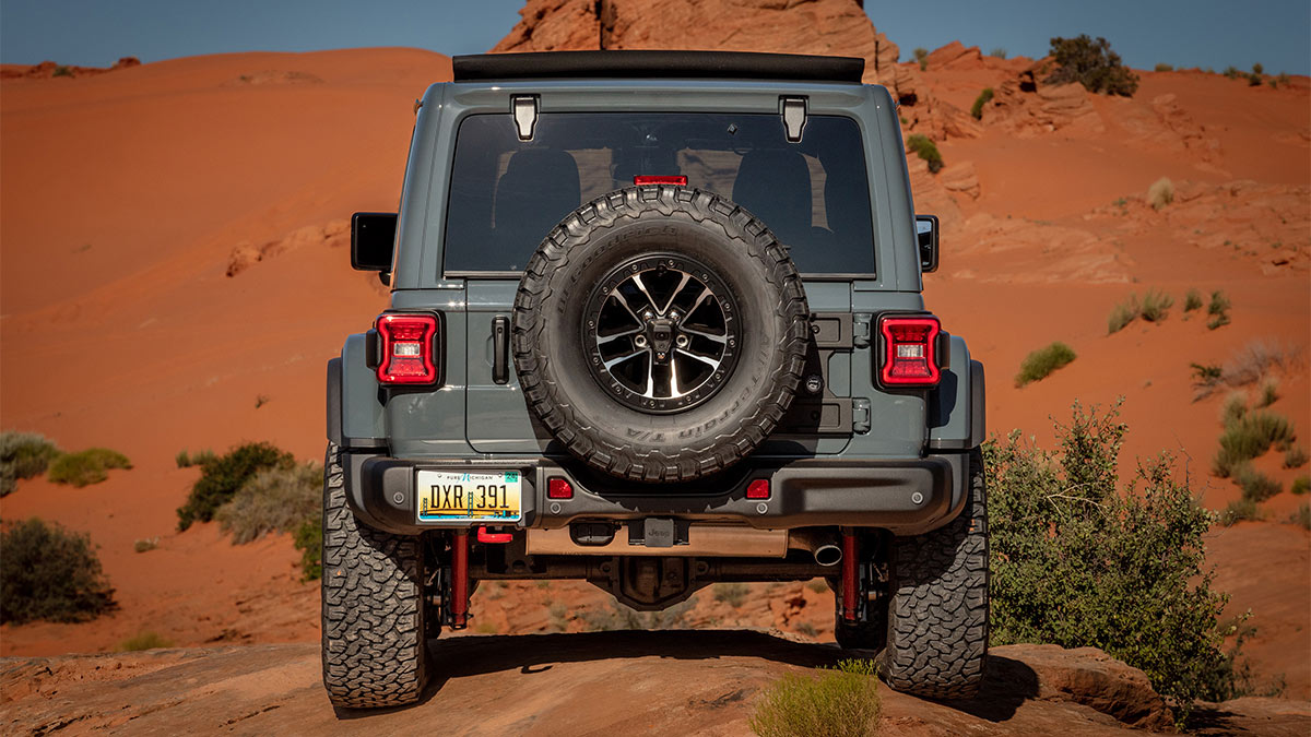 024 Jeep Wrangler Rubicon X in a sandy desert.