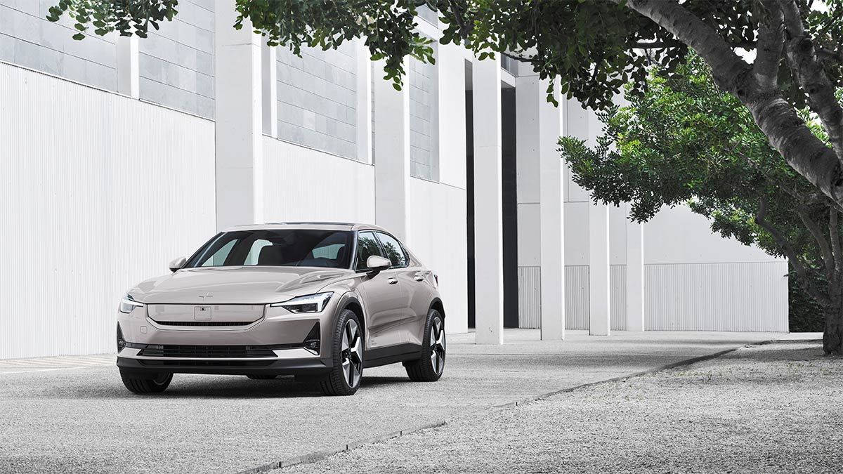 2024 Polestar 2 in a tan color.