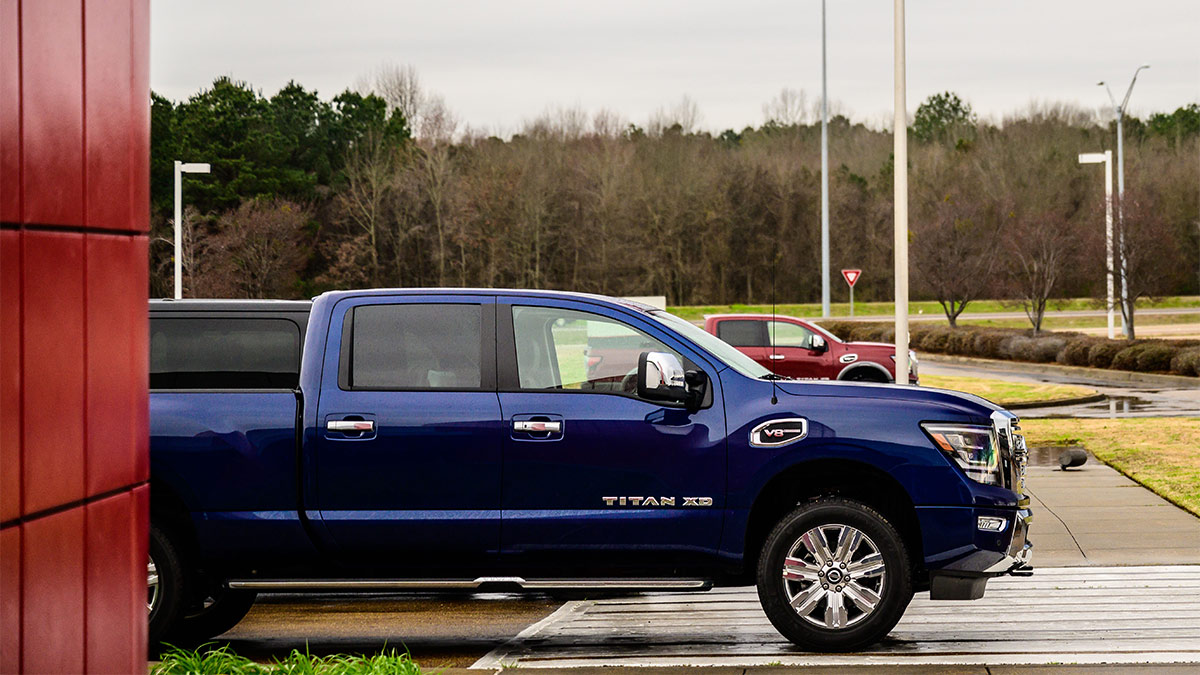 2024 Nissan Titan XD in blue.