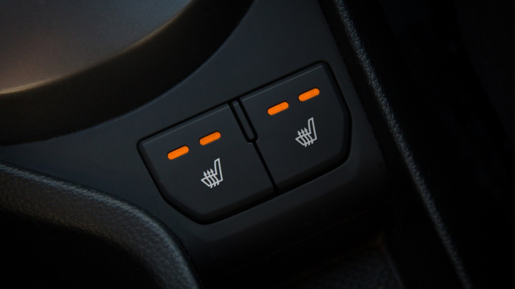the heated seat buttons inside a car