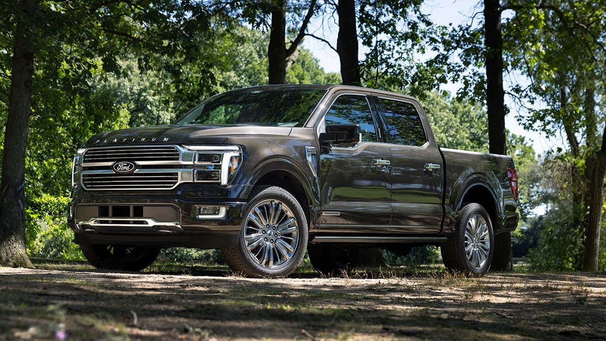 The 2024 Ford F-150 Platinum in gray.