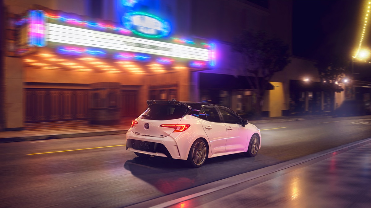 The 2024 Toyota Corolla Hatchback in white.