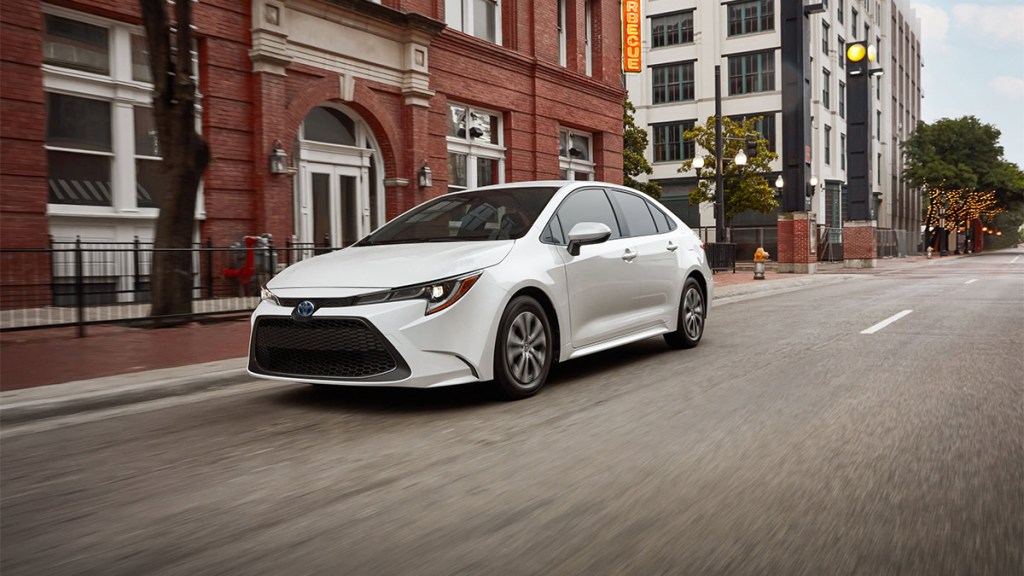 2024 Toyota Corolla Hybrid in white.