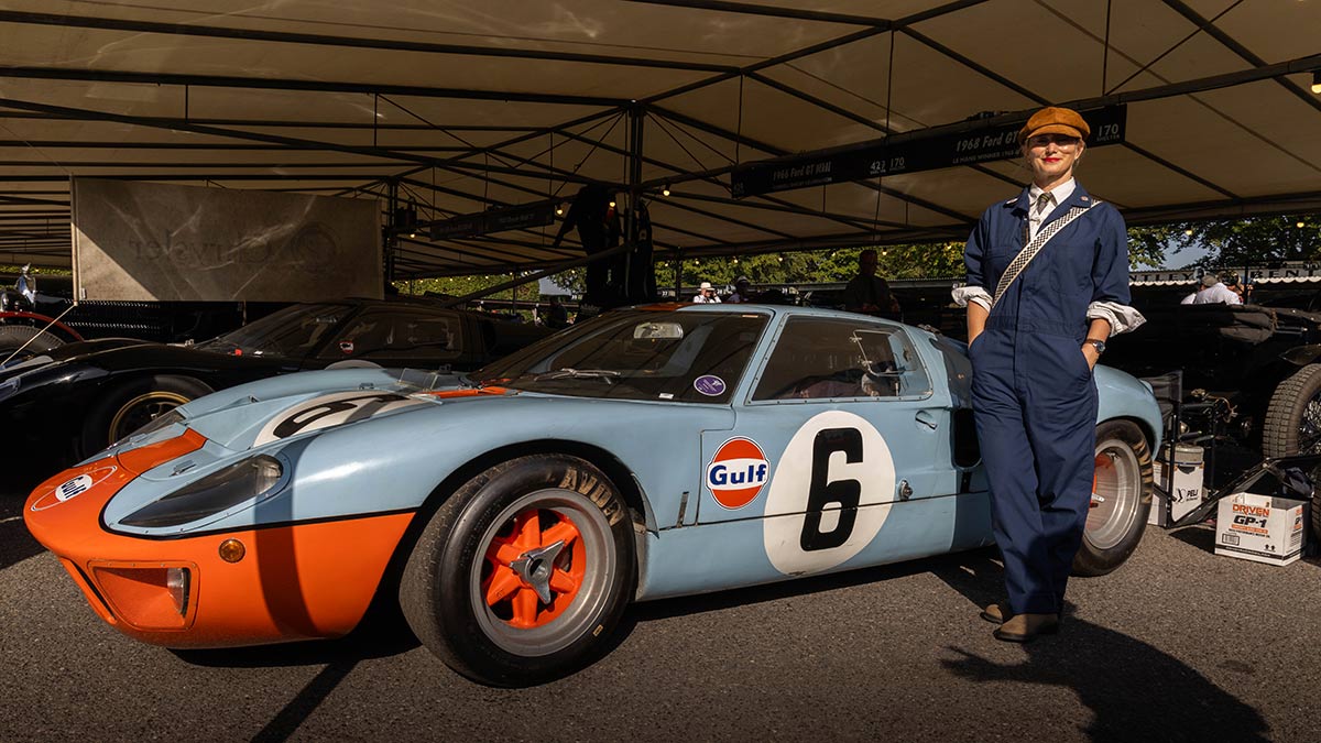 Corvette, Aston Martin, Ferrari and Jaguar E Type at Goodwood