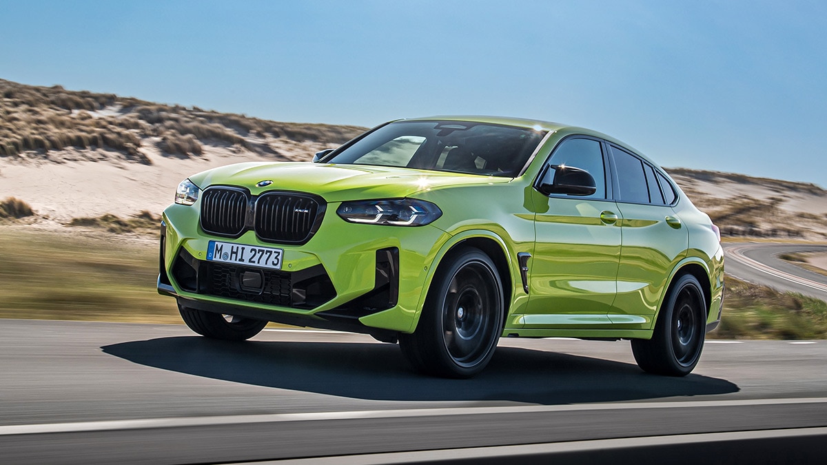 The 2024 BMW X4 M in lime green.