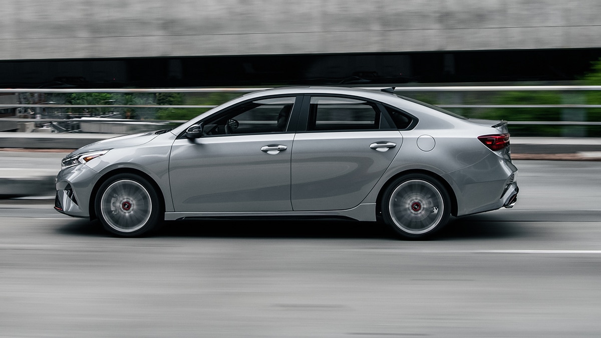 The 2024 Kia Forte GT in Steel Gray.