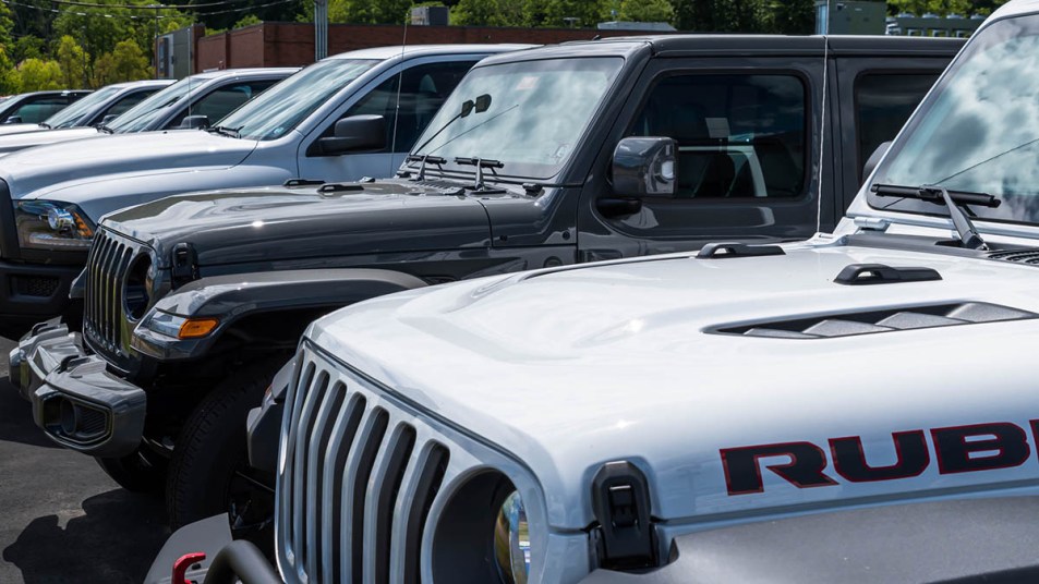 Used cars on a dealer lot