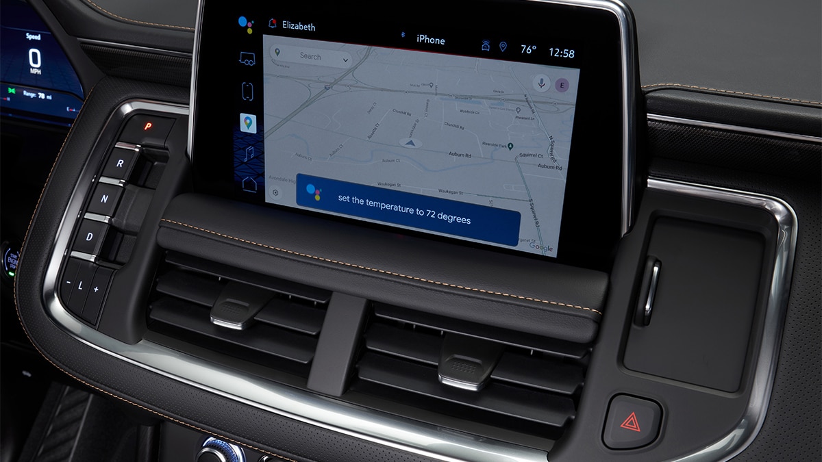 The Yukon's standard infotainment system features a 10.2-inch screen and wireless Android Auto/Apple CarPlay.