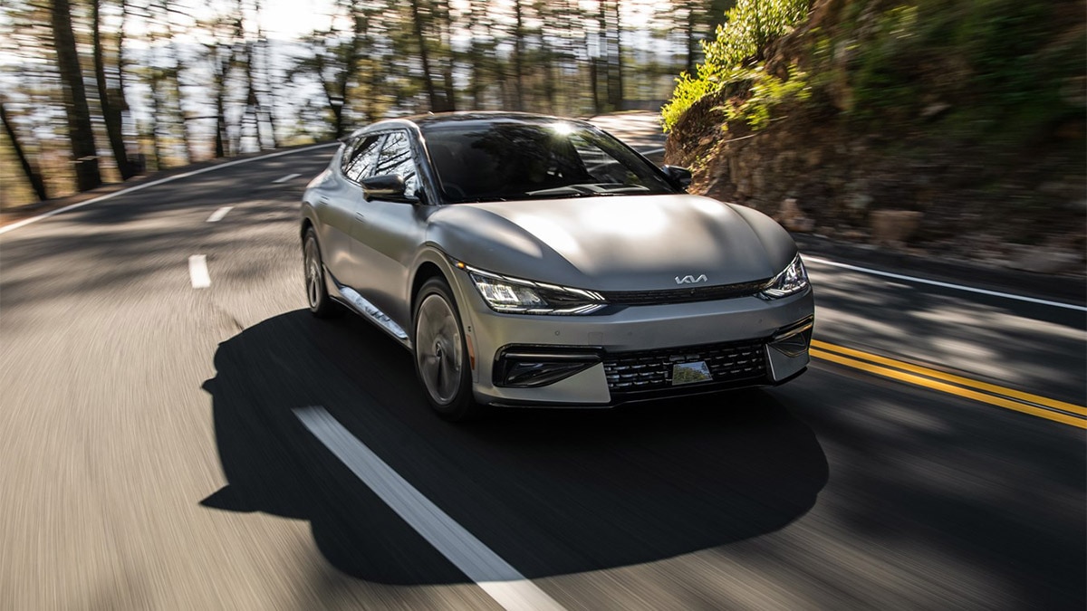 With the 2024 Kia EV6, you have your choice of rear-wheel drive or all-wheel drive.