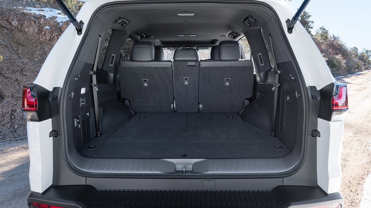 With rear seats folded, the 2024 Lexus LX 600 F Sport is as useful as a compact van.