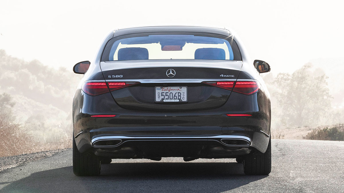 From the rear the S-Class looks fairly compact. But it's a large and luxurious sedan with an especially roomy back seat. 