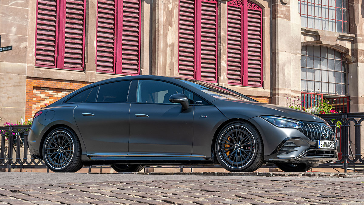 The 2024 Mercedes-AMG EQE Sedan in Selenite Gray Metallic
