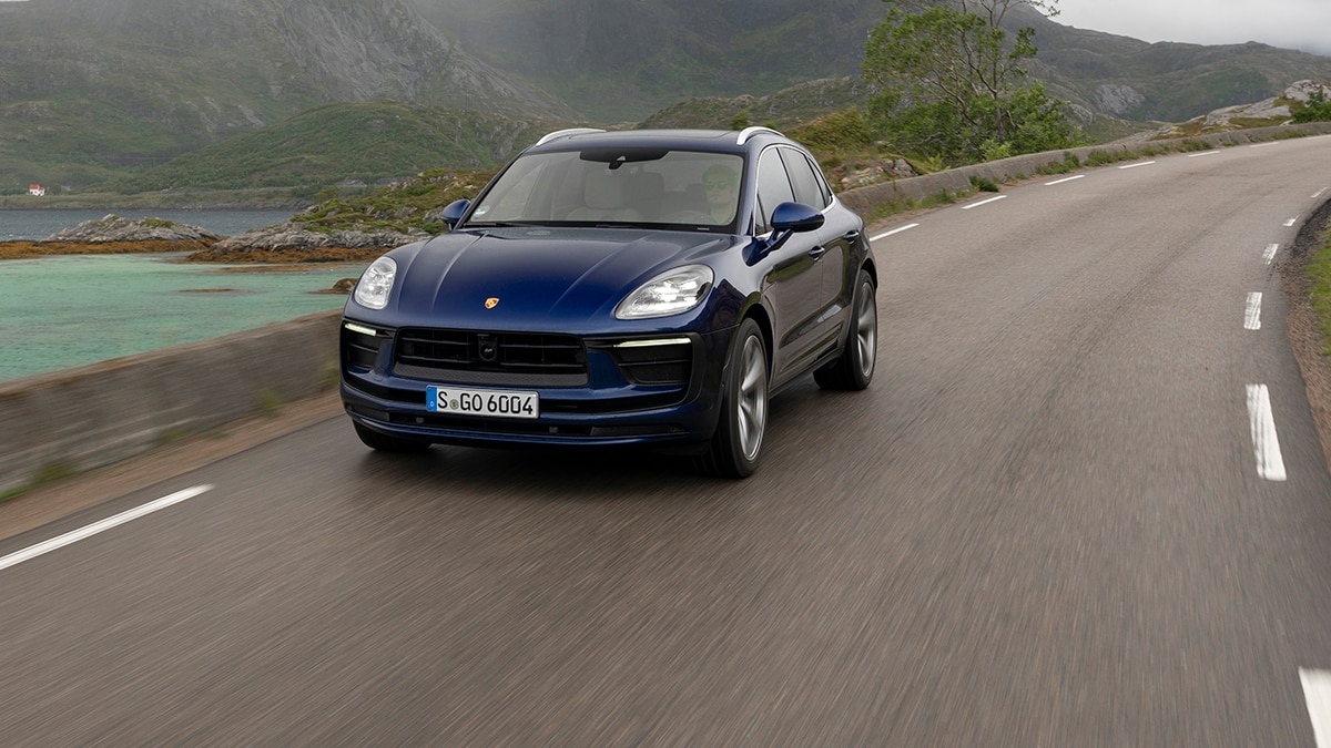 The 2024 Porsche Macan in Gentian Blue Metallic. 
