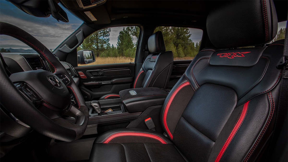 The 2024 Ram 1500 TRX gets big seat bolsters to complement its big power.  
